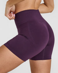 EffortlessLift™ Seamless Shorts with White Logo | Blackberry Purple