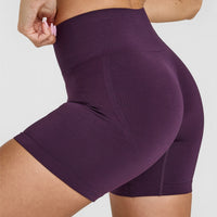 EffortlessLift™ Seamless Shorts with White Logo | Blackberry Purple