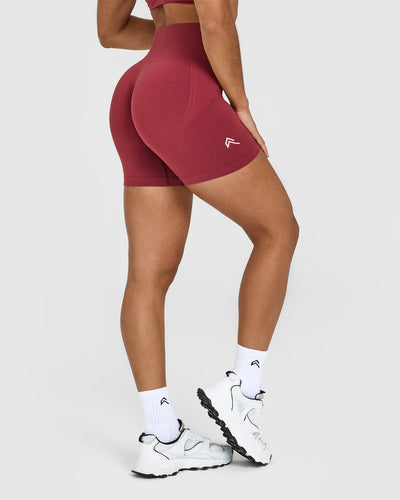 EffortlessLift™ Seamless Shorts with White Logo | Burnt Cherry