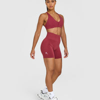 EffortlessLift™ Seamless Shorts with White Logo | Burnt Cherry