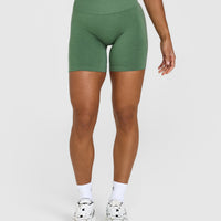 EffortlessLift™ Seamless Shorts with White Logo | Forest Green