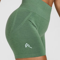 EffortlessLift™ Seamless Shorts with White Logo | Forest Green
