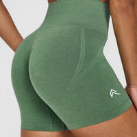 EffortlessLift™ Seamless Shorts with White Logo | Forest Green