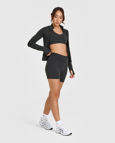 SoftMotion™ Shorts 6" with White Logo | Soft Black