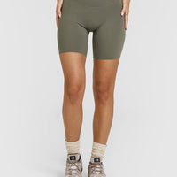 SoftMotion™ Cycling Shorts 8" with White Logo | Alpine Green