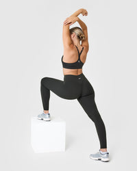 SoftMotion™ Leggings with White Logo | Soft Black