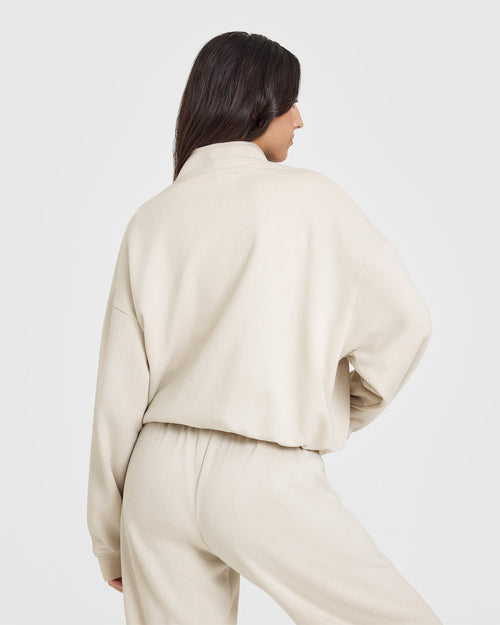 Mid Weight 1/4 Zip Sweatshirt | Sand