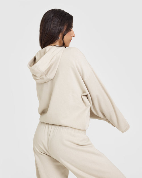 Mid Weight Zip Through Hoodie | Sand