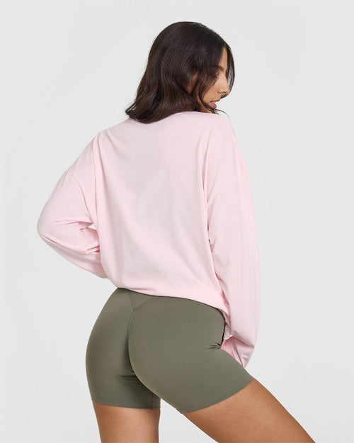 Classic Oversized Lightweight Long Sleeve Top | Ballet Pink