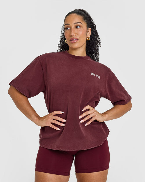 Oner Modal Oversized Graphic Washed T-Shirt | Rosewood
