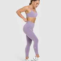 EffortlessLift™ Seamless Leggings with White Logo | Soft Purple