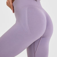 EffortlessLift™ Seamless Leggings with White Logo | Soft Purple