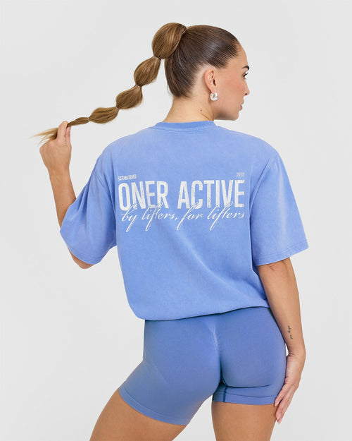 Oversized Graphic Washed T-Shirt | Glaucous Blue