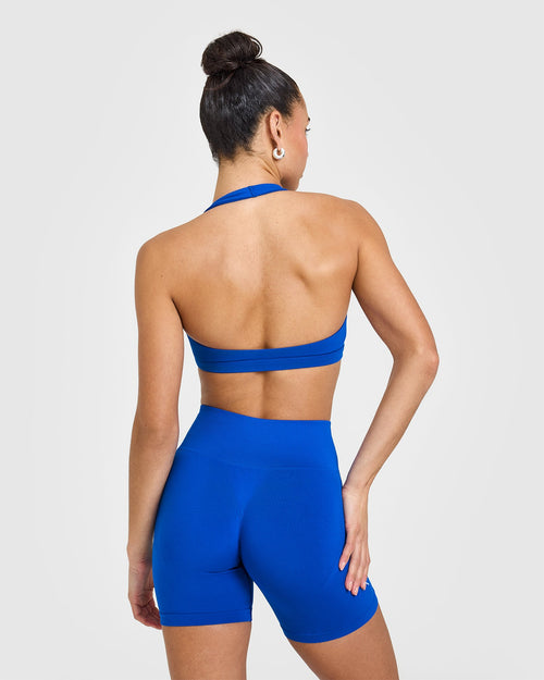 EasyLift™ Halter Bralette with White Logo | Cobalt Blue