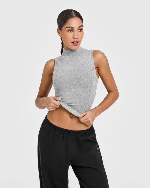 Oner Modal Mellow™ Rib Mock Neck Tank | Charcoal Marl