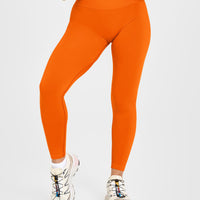 EffortlessLift™ Seamless Leggings with White Logo | Flame Orange