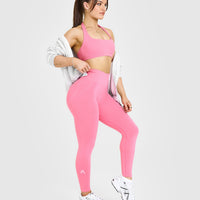 EffortlessLift™ Seamless Leggings with White Logo | Peony Pink
