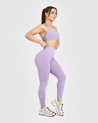 EffortlessLift™ Seamless Leggings with White Logo | Wisteria Purple