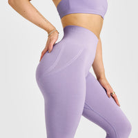 EffortlessLift™ Seamless Leggings with White Logo | Wisteria Purple