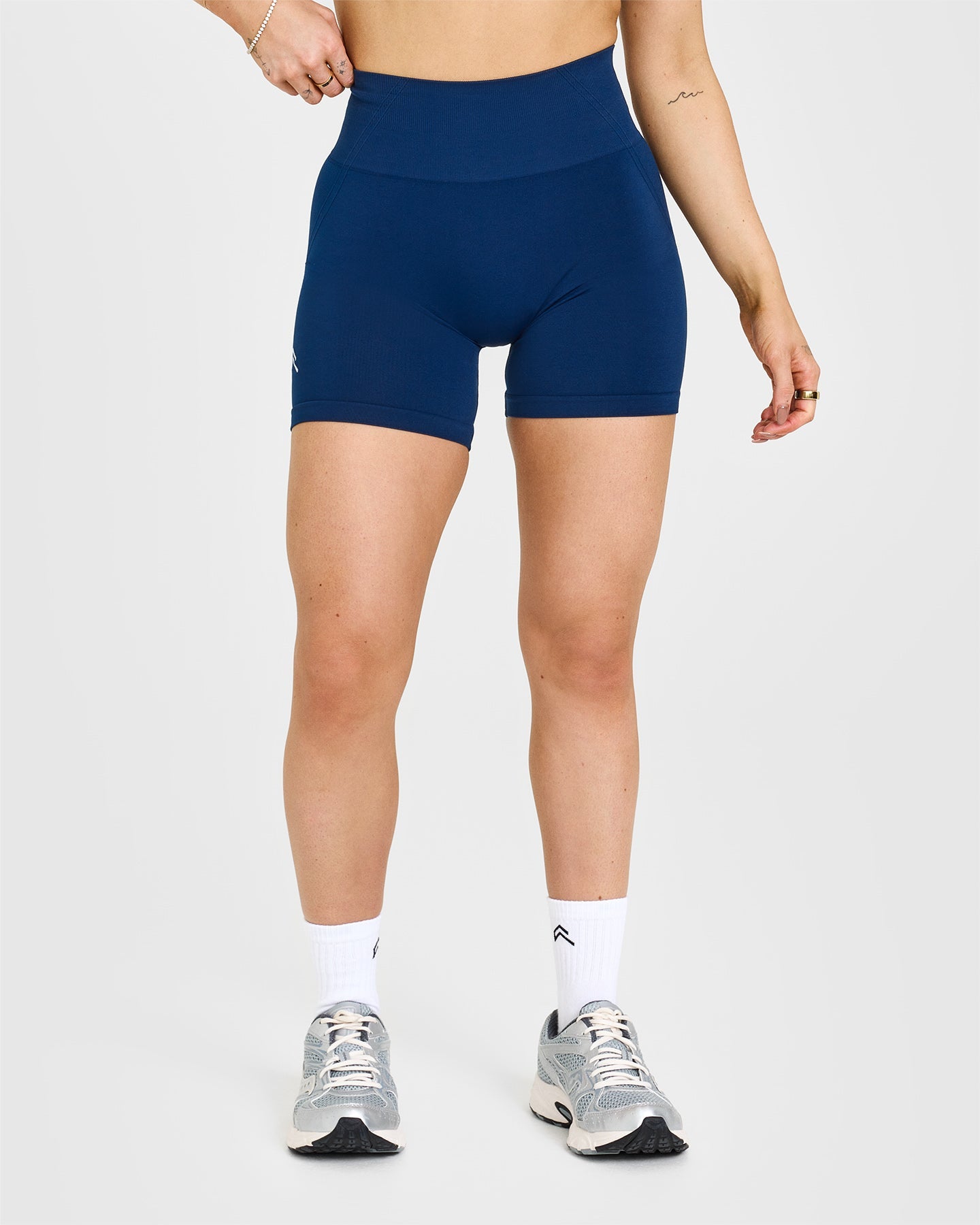 BLUE HIGH WAISTED SHORTS - WOMEN - MIDNIGHT | Oner Active