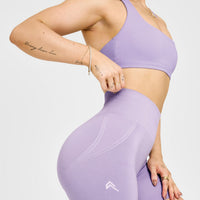 EffortlessLift™ Seamless Shorts with White Logo | Wisteria Purple