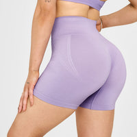 EffortlessLift™ Seamless Shorts with White Logo | Wisteria Purple