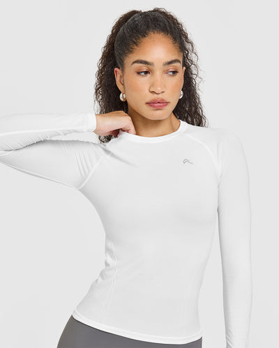 Go To Seamless Fitted Long Sleeve Top White