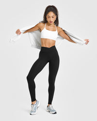 UnifiedMove Wrap Leggings White Logo | Black