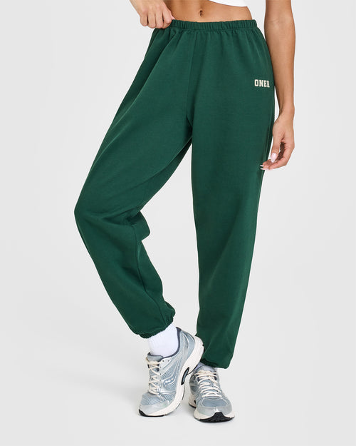 Oner Modal Lightweight Joggers with Printed Logo | Racing Green