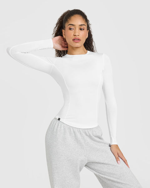 トップス NOT CONVENTIONAL high neck mellow top White Long Sleeve Top Women's - Slim Fit | Oner Active