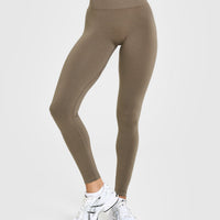 EffortlessLift™ Seamless Leggings with White Logo | Moss Brown