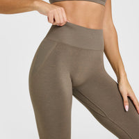 EffortlessLift™ Seamless Leggings with White Logo | Moss Brown