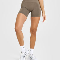 EffortlessLift™ Seamless Shorts with White Logo | Moss Brown