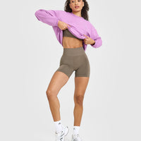 EffortlessLift™ Seamless Shorts with White Logo | Moss Brown