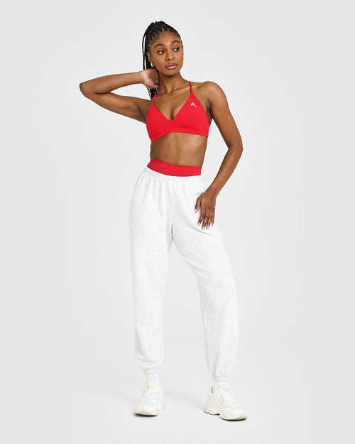 EasyLift™ Ultra Minimal V Neck Bralette with White Logo | Muscle Mommy Red