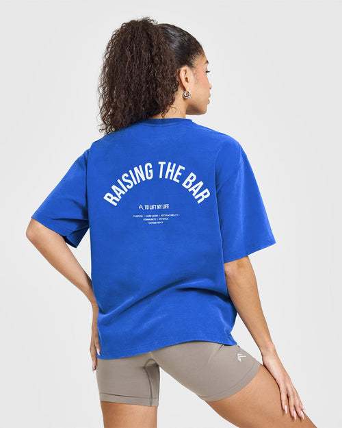 Raising The Bar Oversized Washed T-Shirt | Cobalt Blue