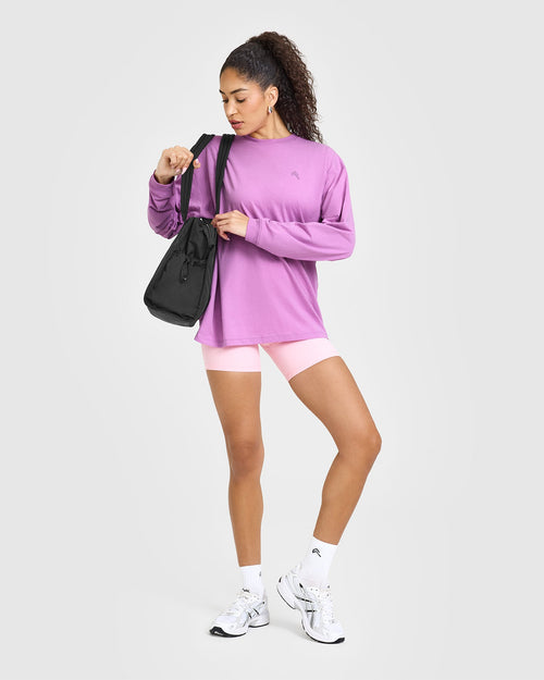 Classic Oversized Lightweight Long Sleeve Top | Orchid Purple