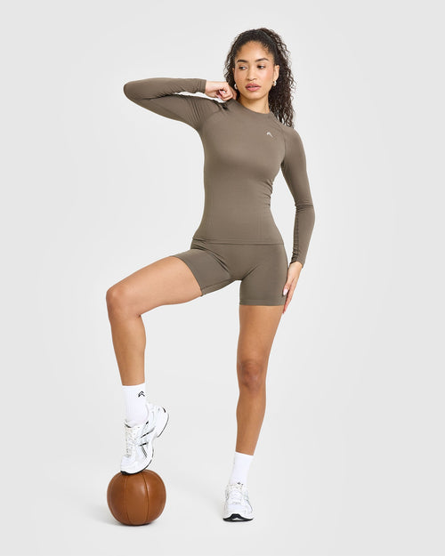 Go To Seamless Fitted Long Sleeve Top | Moss Brown