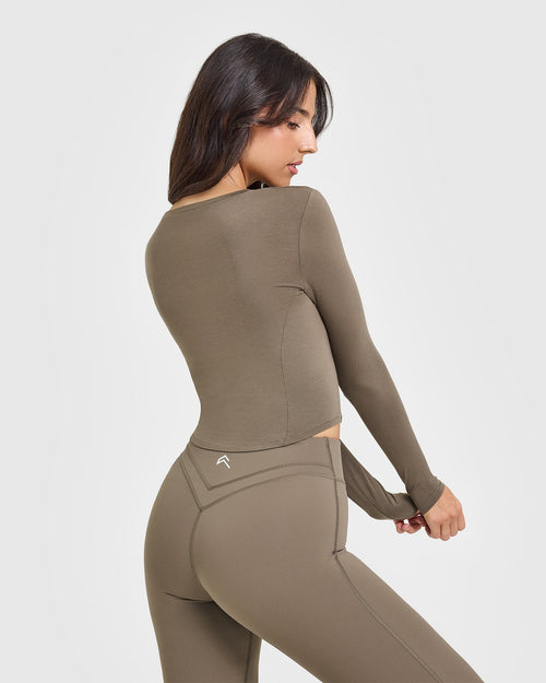 Mellow™ Soft Mid Long Sleeve Top | Moss Brown