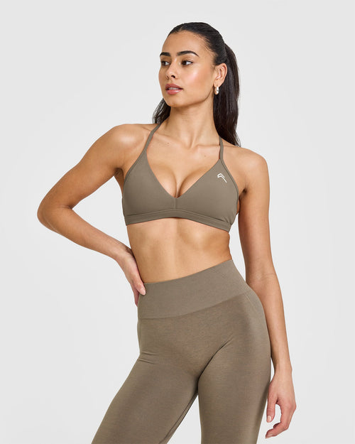 Oner Modal EasyLift™ Ultra Minimal V Neck Bralette | Moss Brown