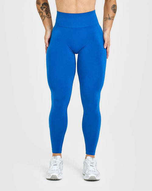 Oner Modal Effortless Seamless Leggings with White Logo | Oasis Blue