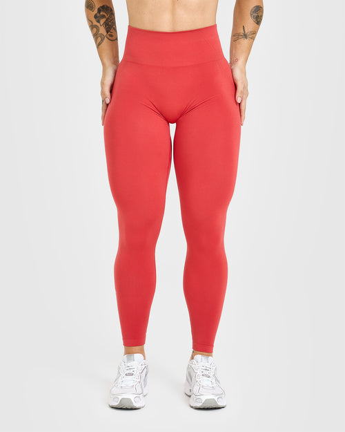 Oner Modal Effortless Seamless Leggings with White Logo | Sweet Red