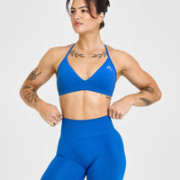 EasyLift™ Ultra Minimal V Neck Bralette with White Logo | Oasis Blue