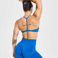 EasyLift™ Ultra Minimal V Neck Bralette with White Logo | Oasis Blue