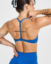 EasyLift™ Ultra Minimal V Neck Bralette with White Logo | Oasis Blue