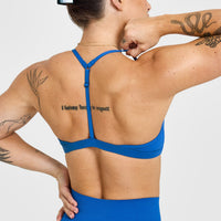 EasyLift™ Ultra Minimal V Neck Bralette with White Logo | Oasis Blue