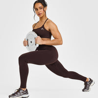 EffortlessLift™ Seamless Leggings with White Logo | Plum Brown