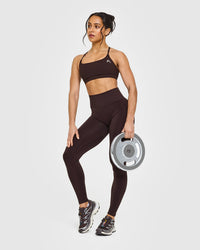 EffortlessLift™ Seamless Leggings with White Logo | Plum Brown