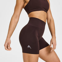 EffortlessLift™ Seamless Shorts with White Logo | Plum Brown