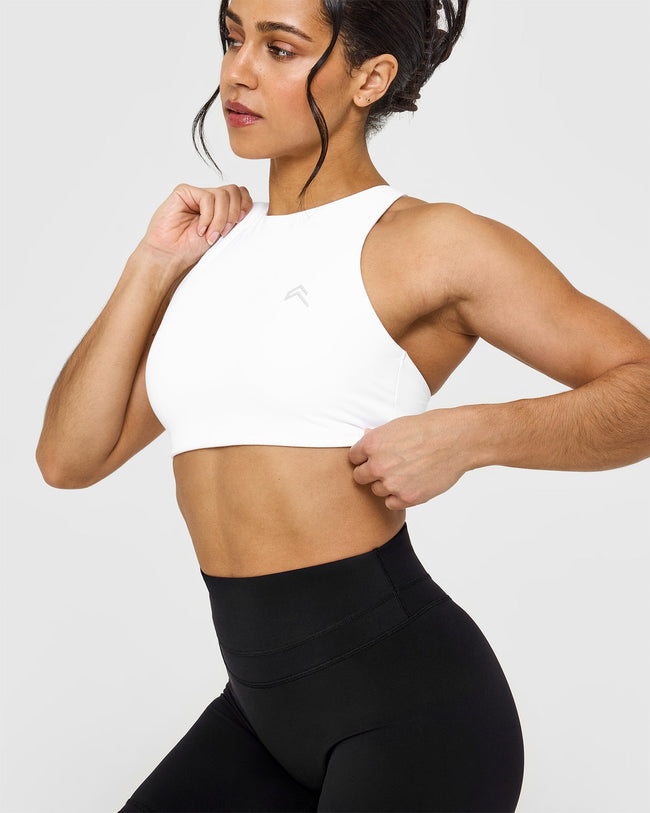 Yoga Bra White High Neck Bra EasyLift™ High Neck Sports Bra White